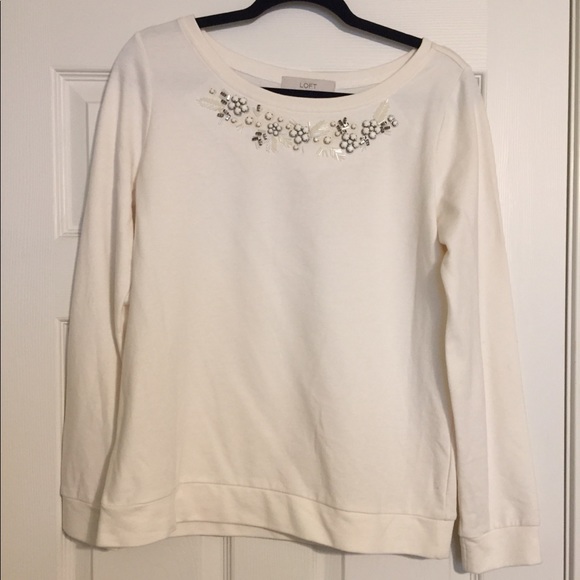 NWT Loft sweatshirt with beading - Picture 1 of 5